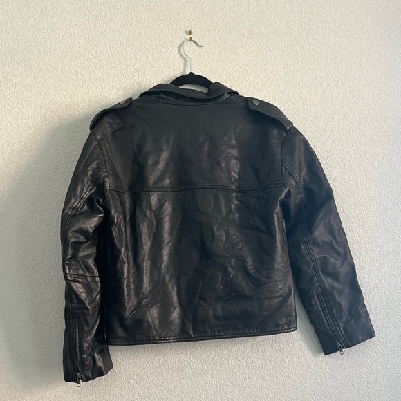 Topshop Boutique Genuine Leather Moto Jacket Size 2 - Picture 3 of 6